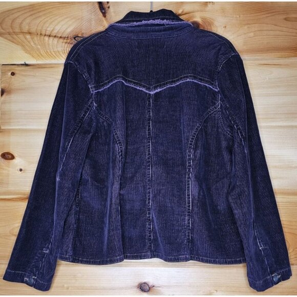 BANDOLINO BLU Plum WOMENS SIZE 0X CORDUROY FRINGE EDGE JACKET Light Button Coat - Picture 4 of 14